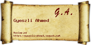 Gyeszli Ahmed névjegykártya